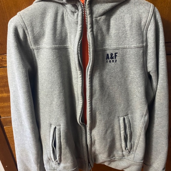 Abercrombie Fitch Grey 2 Layer Jacket With 2 Zippers and Hood - Picture 2 of 9